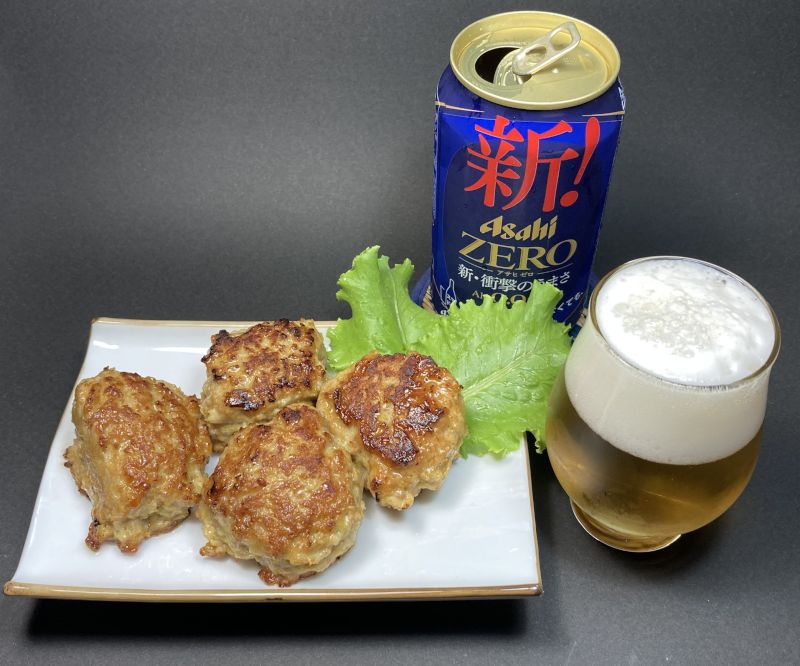 鶏つくねとノンアルコールビール
