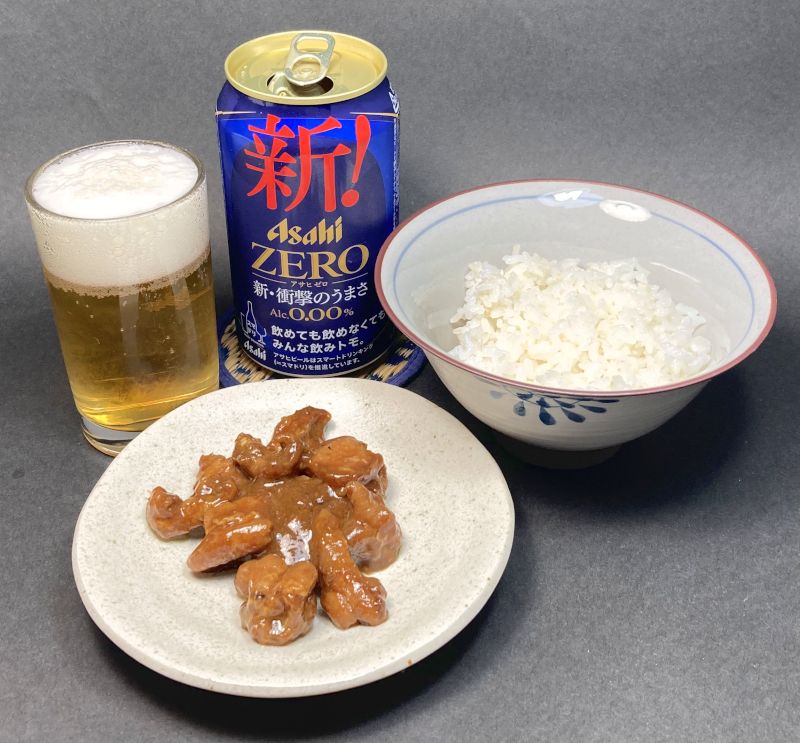 やきとりとノンアルビールとごはん