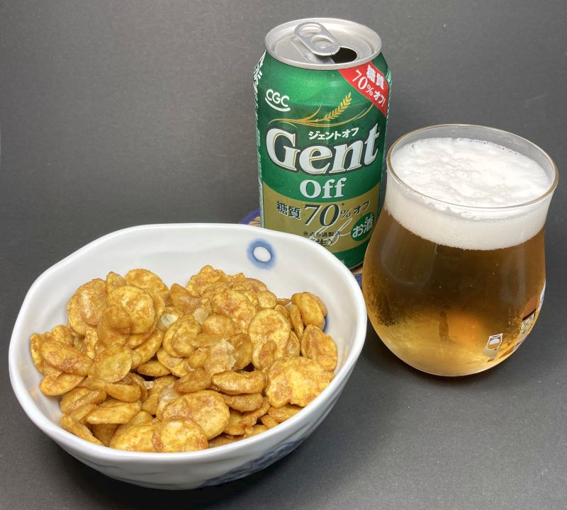 カレー豆とビール