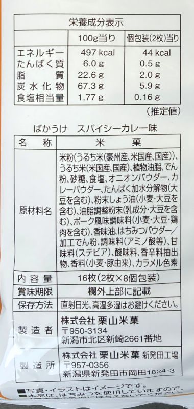原材料名と栄養成分表示