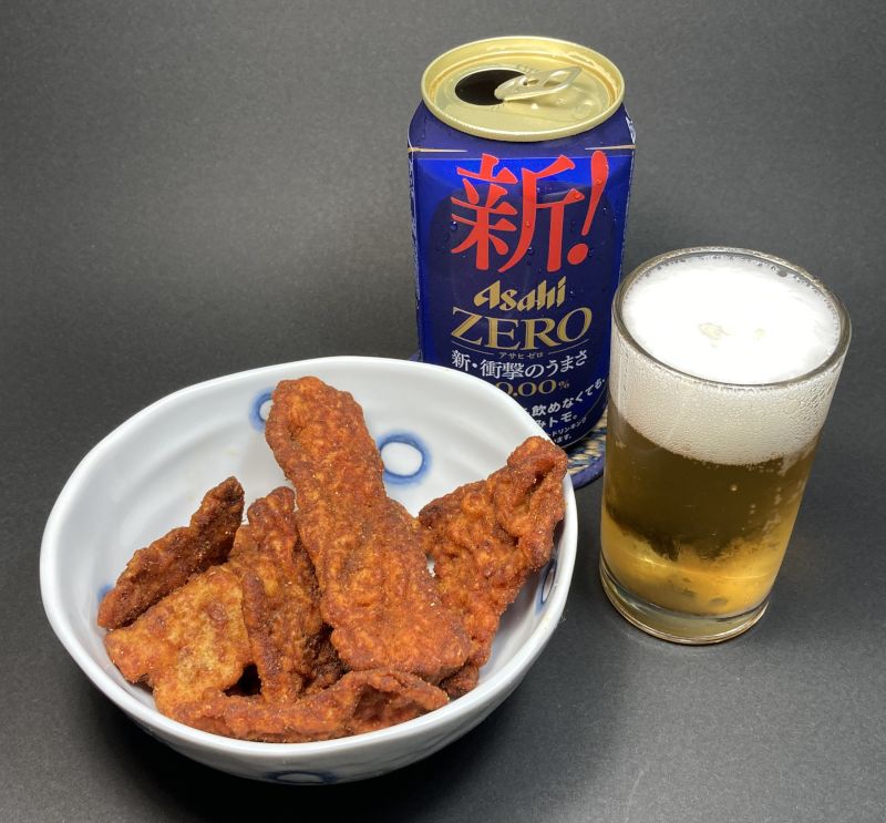 ホットチリ カレーいか天とノンアルコールビール