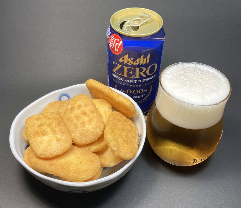 もち吉 カレーせんとノンアルコールビール