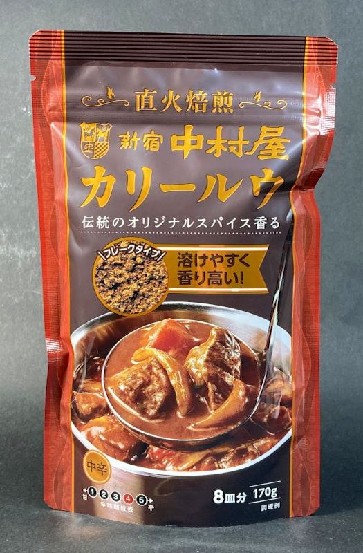 新宿 中村屋 カレールウ 中辛のパッケージ表の画像