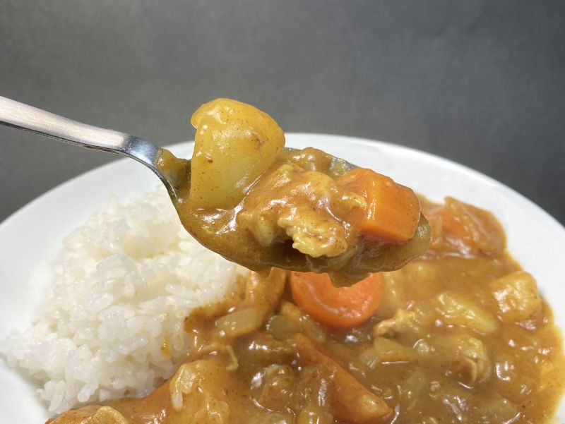 オリエンタルカレー 即席 カレーをスプーンですくう画像