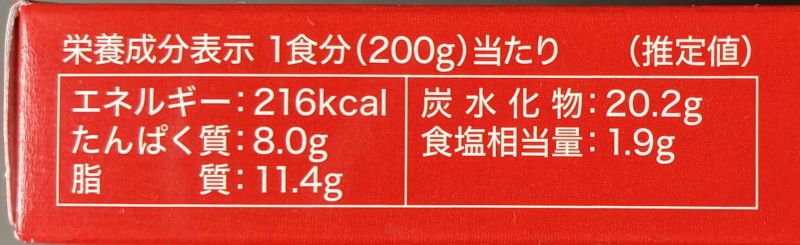 株式会社調味商事 航空母艦 赤城 レッドチキンカレー 中辛の栄養成分表示