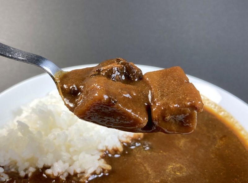 ハウスギャバン株式会社 カシミール風ポークのスパイシーブラックカレー レストラン用 200g具材紹介